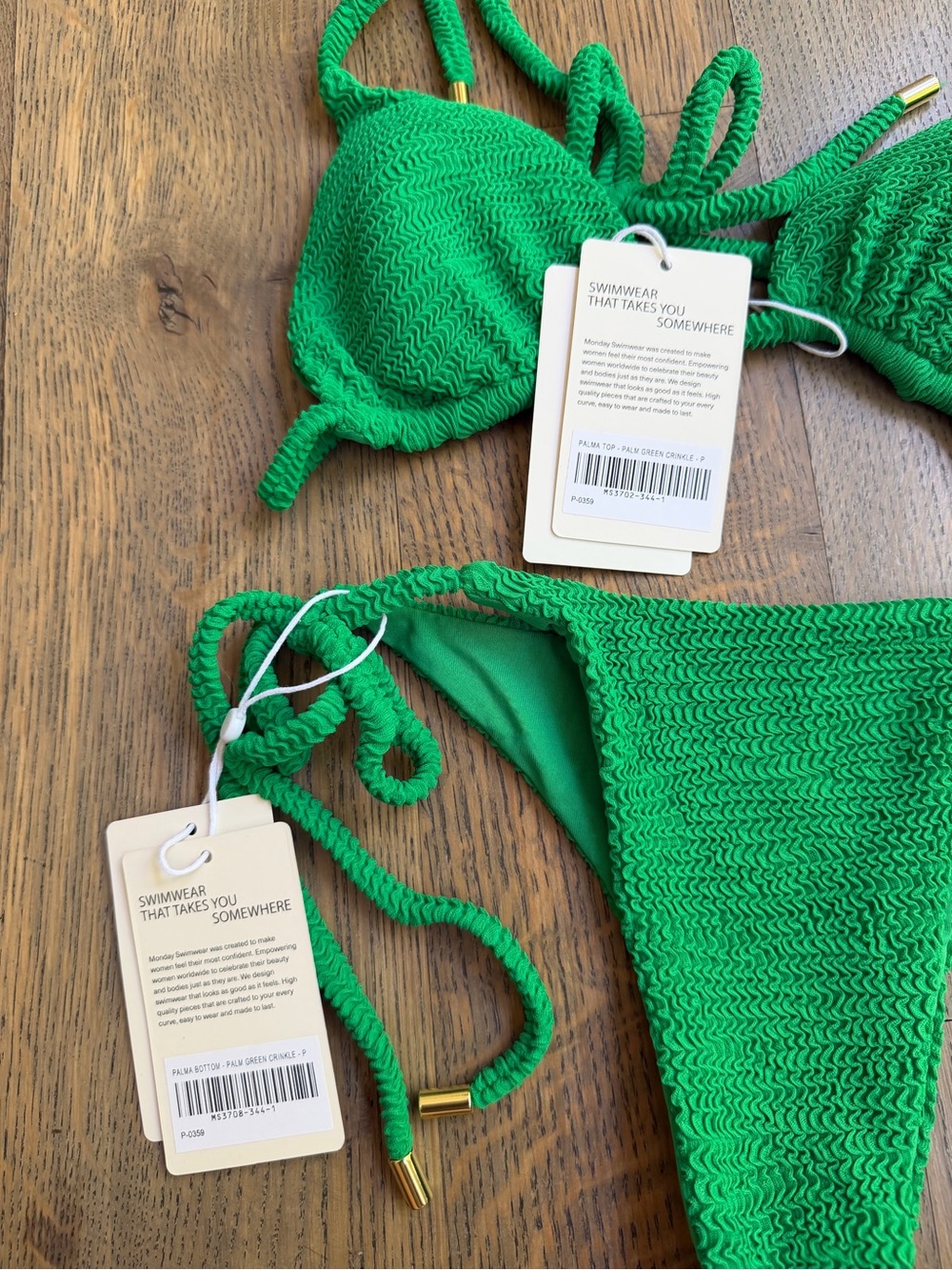 Monday Swimwear Green Textured Tie Bikini - Picture 2 of 2